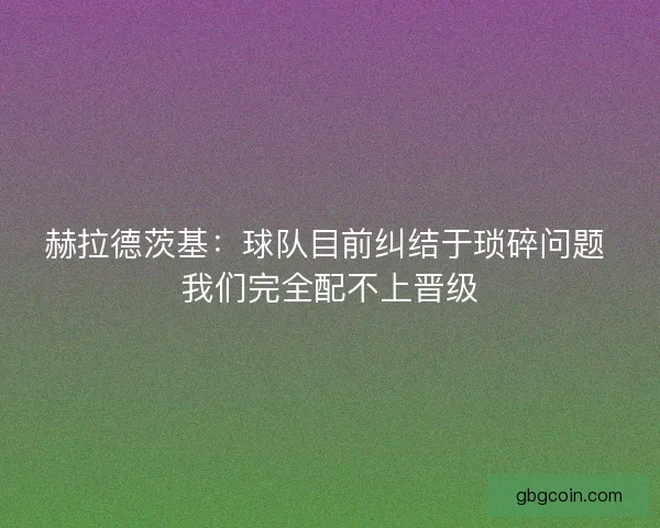 赫拉德茨基：球队目前纠结于琐碎问题 我们完全配不上晋级